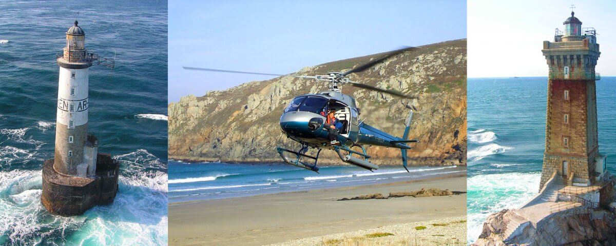 baptême hélicoptère vue sur la mer finistère sud