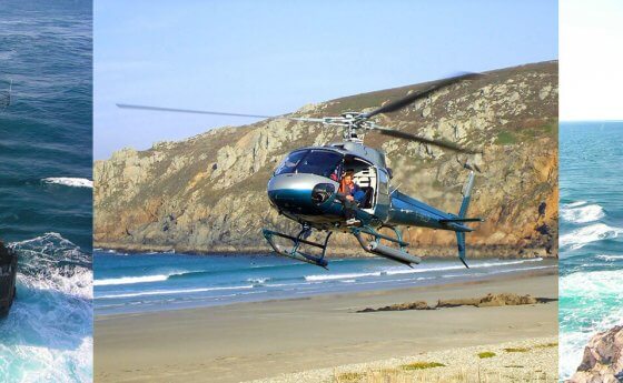 baptême hélicoptère vue sur la mer finistère sud